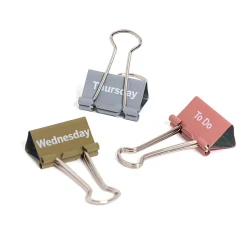 U BrandsĀ® Task at Hand Binder Clips, 25mm, Set In Stone, Set Of 10 Clips