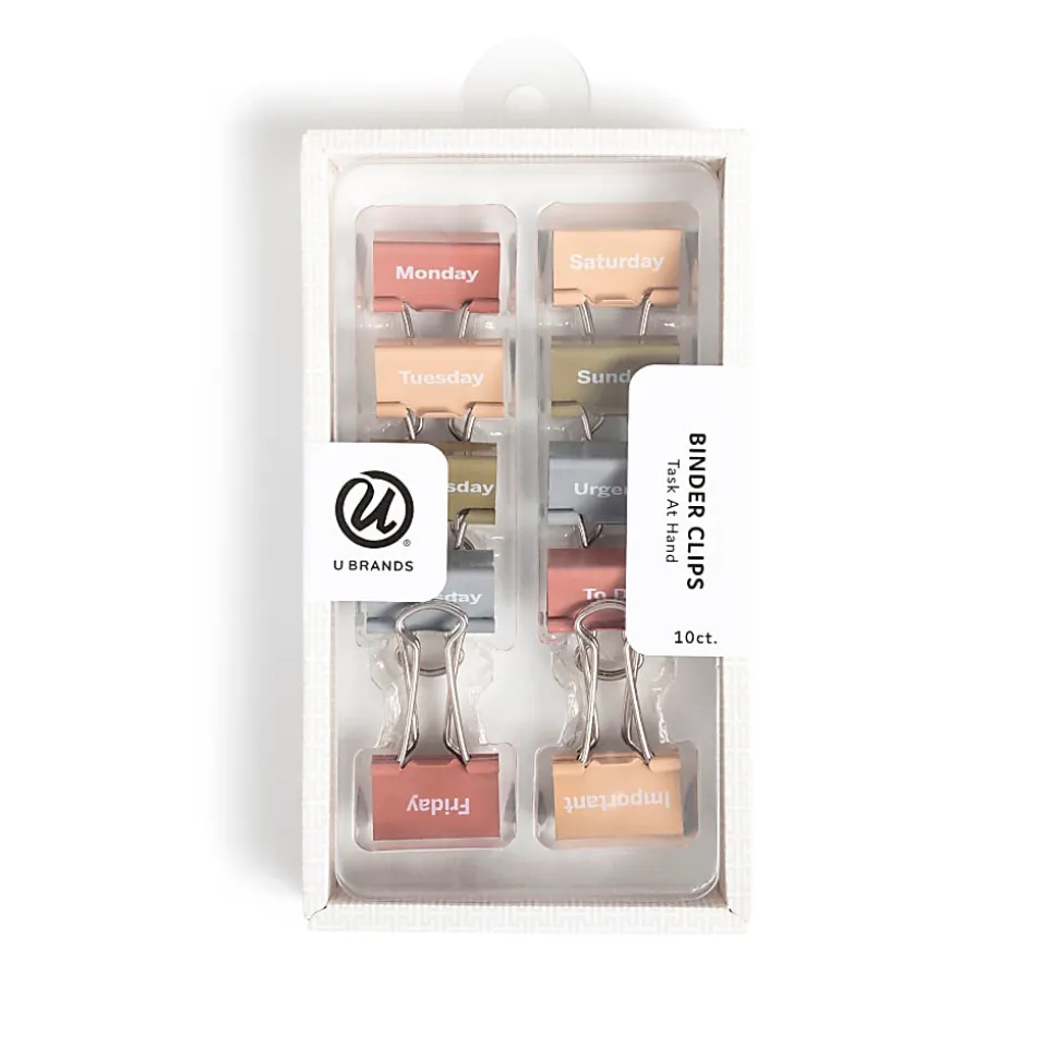 U Brands® Task at Hand Binder Clips, 25mm, Set In Stone, Set Of 10 Clips