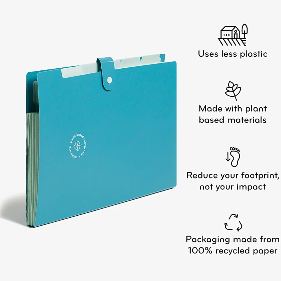 U Brands U-Eco™ 6 Pocket Poly Expandable Folder, 6" Expansion, Letter (8 1/2" x 11"), Assorted Colors, Pack Of 3