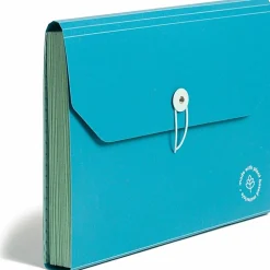 U Brands U-Eco™ 13 Pocket Poly Expandable File, 5.75" Expansion, Letter, Assorted, Ocean Blue