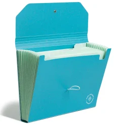 U Brands U-Eco™ 13 Pocket Poly Expandable File, 5.75" Expansion, Letter, Assorted, Ocean Blue