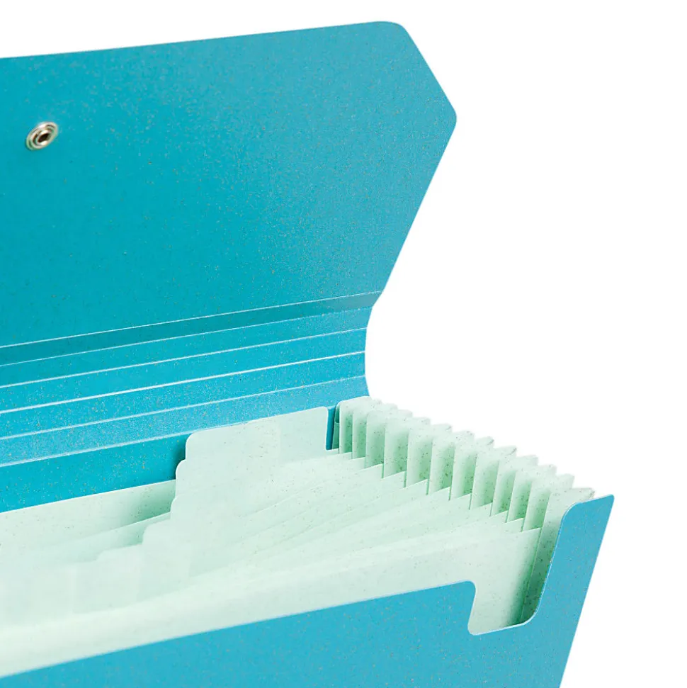 U Brands U-Eco™ 13 Pocket Poly Expandable File, 5.75" Expansion, Letter, Assorted, Ocean Blue