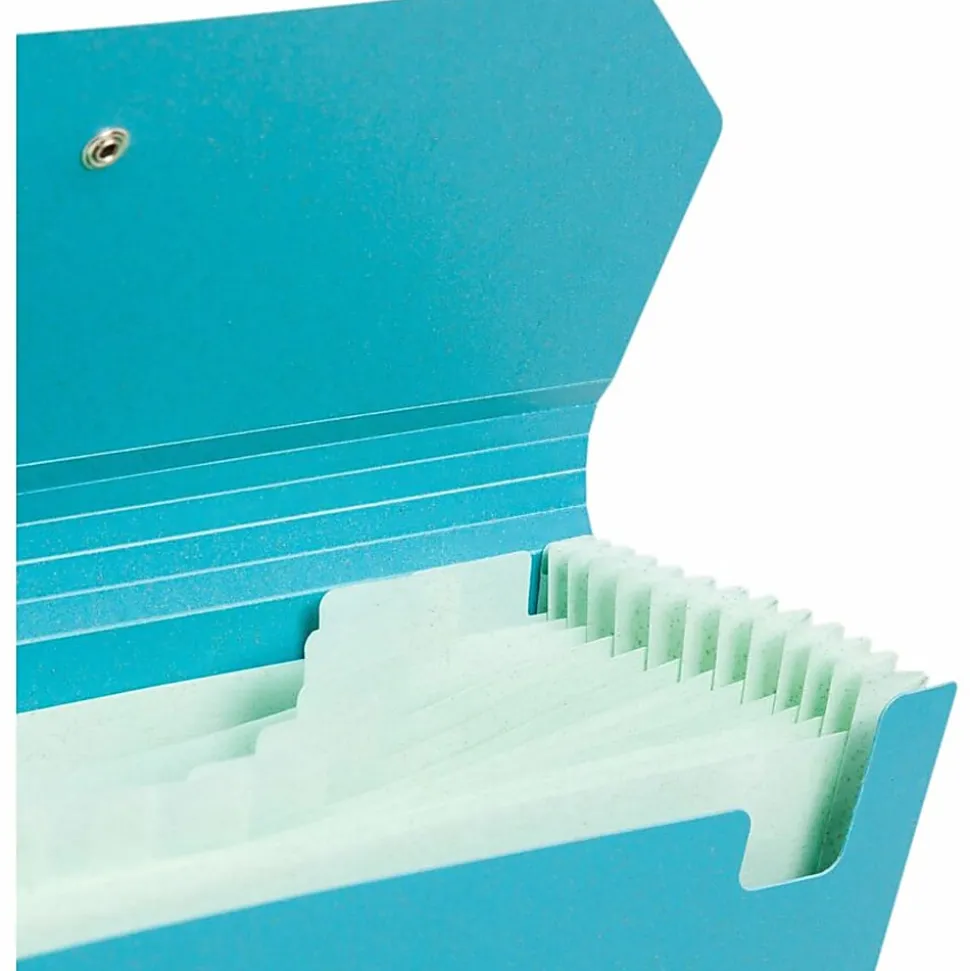 U Brands U-Eco™ 13 Pocket Poly Expandable File, 5.75" Expansion, Letter, Assorted, Ocean Blue