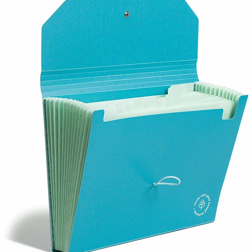 U Brands U-Eco™ 13 Pocket Poly Expandable File, 5.75" Expansion, Letter, Assorted, Ocean Blue
