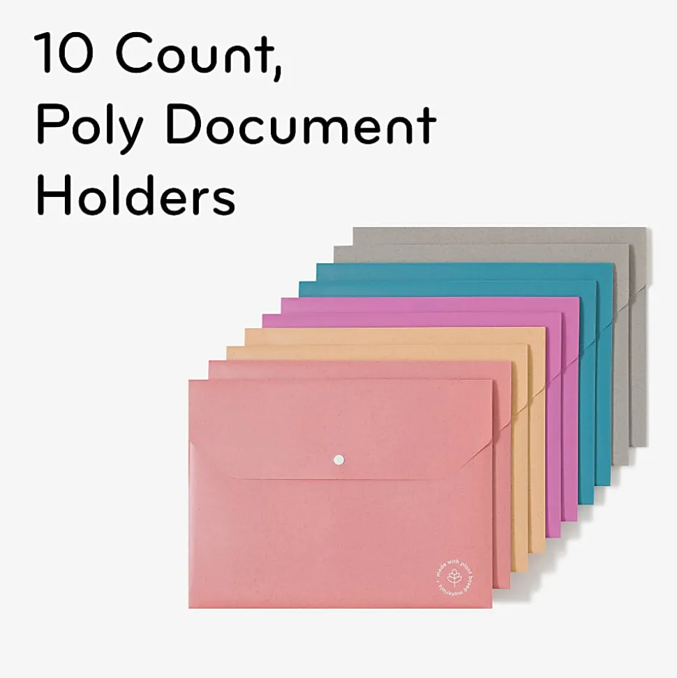 U Brands U-Eco™ Poly Document Holders, 0.59" Expansion, Letter (8 1/2" x 11"), Assorted Colors, Pack Of 10