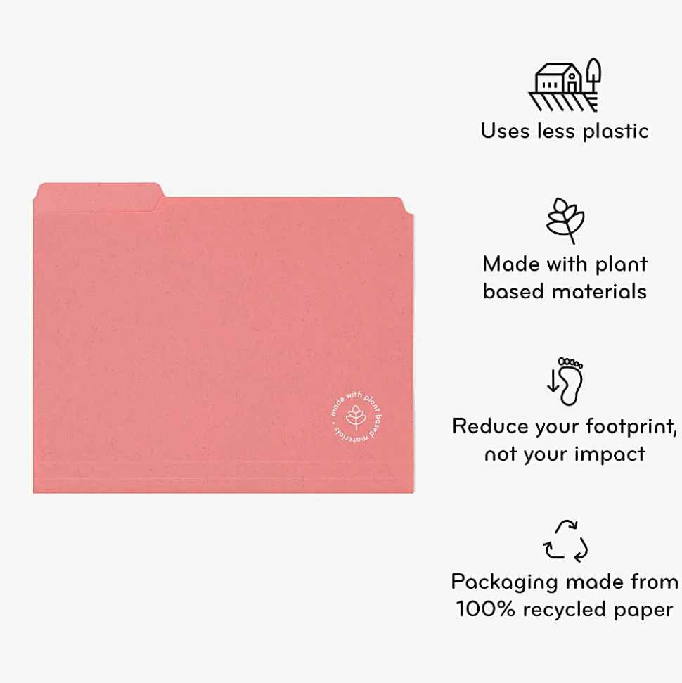 U Brands U-Eco™ Poly File Folders, Pack Of 24, Letter (8 1/2" x 11"), Assorted Colors