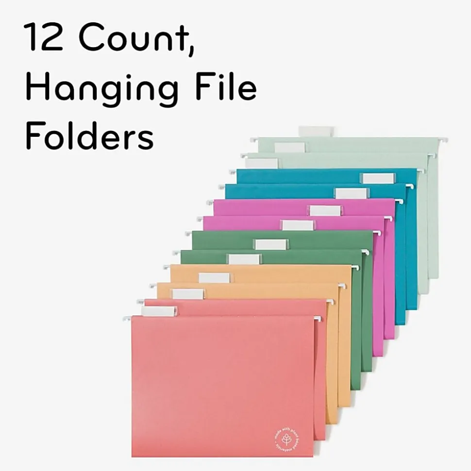 U Brands U-Eco™ Poly Hanging File Folders, Pack Of 12, Letter (8 1/2" x 11"), Assorted Colors