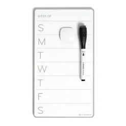 U BrandsĀ® Weekly Magnetic Dry-Erase Calendar Board, 5-1/2" x 10", Gray/White