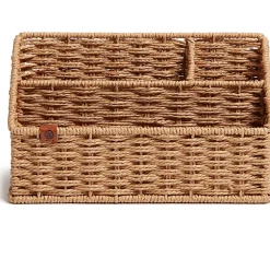 U Brands Woven All-in-1 Desk Organizer, 3 Compartment(s), 5.70"H x 10.20"W x 4.90"D, Sturdy, Brown