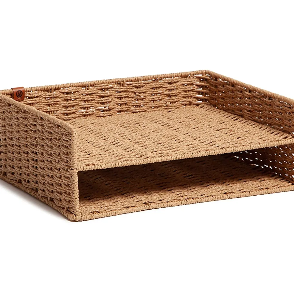 U Brands Woven Paper Tray, 12.60"H x 9.70"W x 4.60"D, Sturdy, Brown