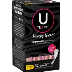 U by Kotex Barely There Panty Liners, Box Of 50 Liners