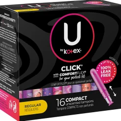 U by Kotex Click Regular Tampons, Box Of 16 Tampons