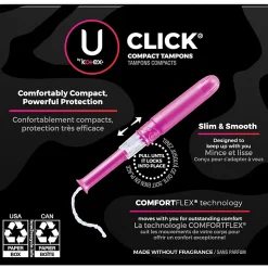 U by Kotex Click Regular Tampons, Box Of 16 Tampons