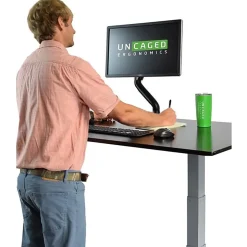 Uncaged Ergonomics Single Computer Monitor Arm With USB Ports| Universal VESA Mount Ergonomic Screen Holder Riser