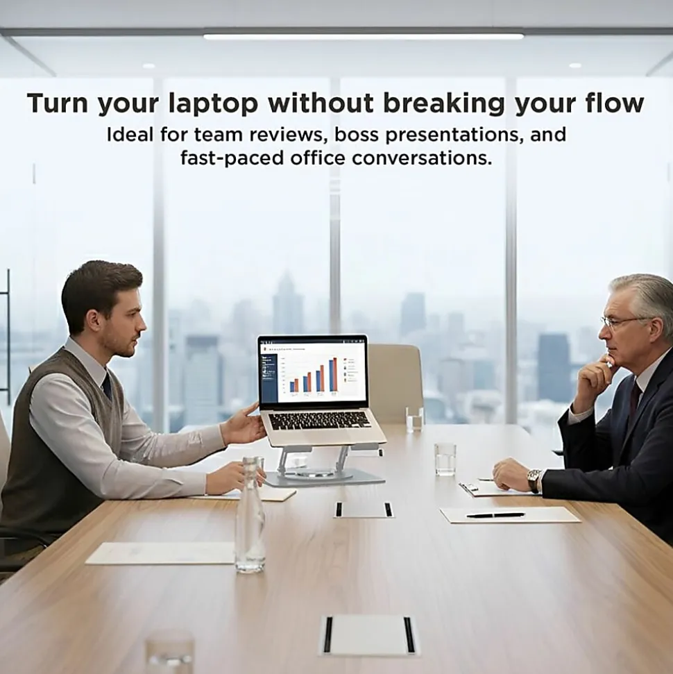 Uncaged Ergonomics Swivel Laptop Stand for Desk - Adjustable Laptop Riser Cooler with 360 Rotation - Up to 15.60" Screen Support - SLSSILVER