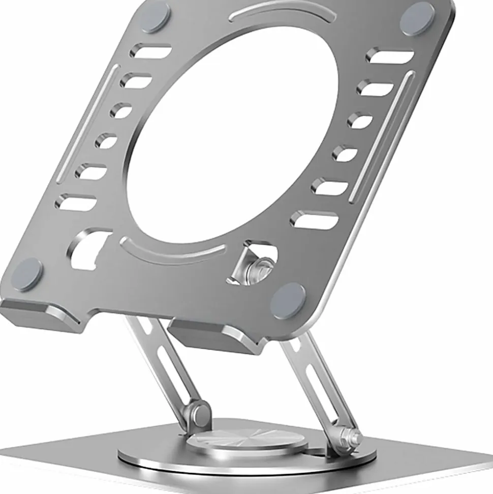 Uncaged Ergonomics Swivel Laptop Stand for Desk - Adjustable Laptop Riser Cooler with 360 Rotation - Up to 15.60" Screen Support - SLSSILVER