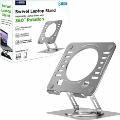 Uncaged Ergonomics Swivel Laptop Stand for Desk - Adjustable Laptop Riser Cooler with 360 Rotation - Up to 15.60