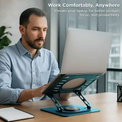 Uncaged Ergonomics Swivel Laptop Stand for Desk - Adjustable Laptop Riser Cooler with 360 Rotation - Up to 15.60
