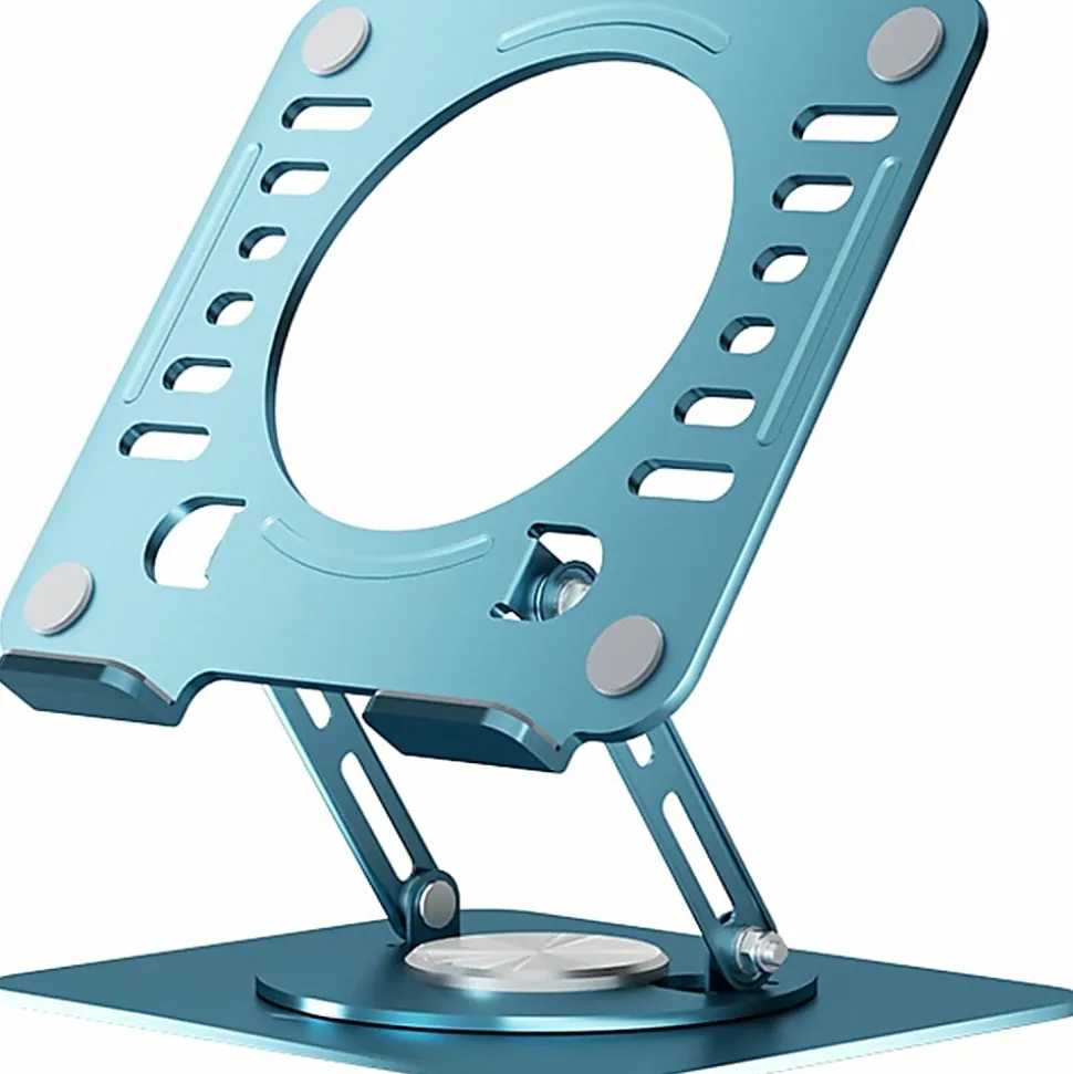 Uncaged Ergonomics Swivel Laptop Stand for Desk - Adjustable Laptop Riser Cooler with 360 Rotation - Up to 15.60" Screen Support - SLSOCEANBLUE