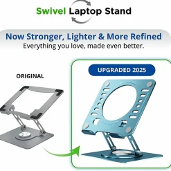 Uncaged Ergonomics Swivel Laptop Stand for Desk - Adjustable Laptop Riser Cooler with 360 Rotation - Up to 15.60