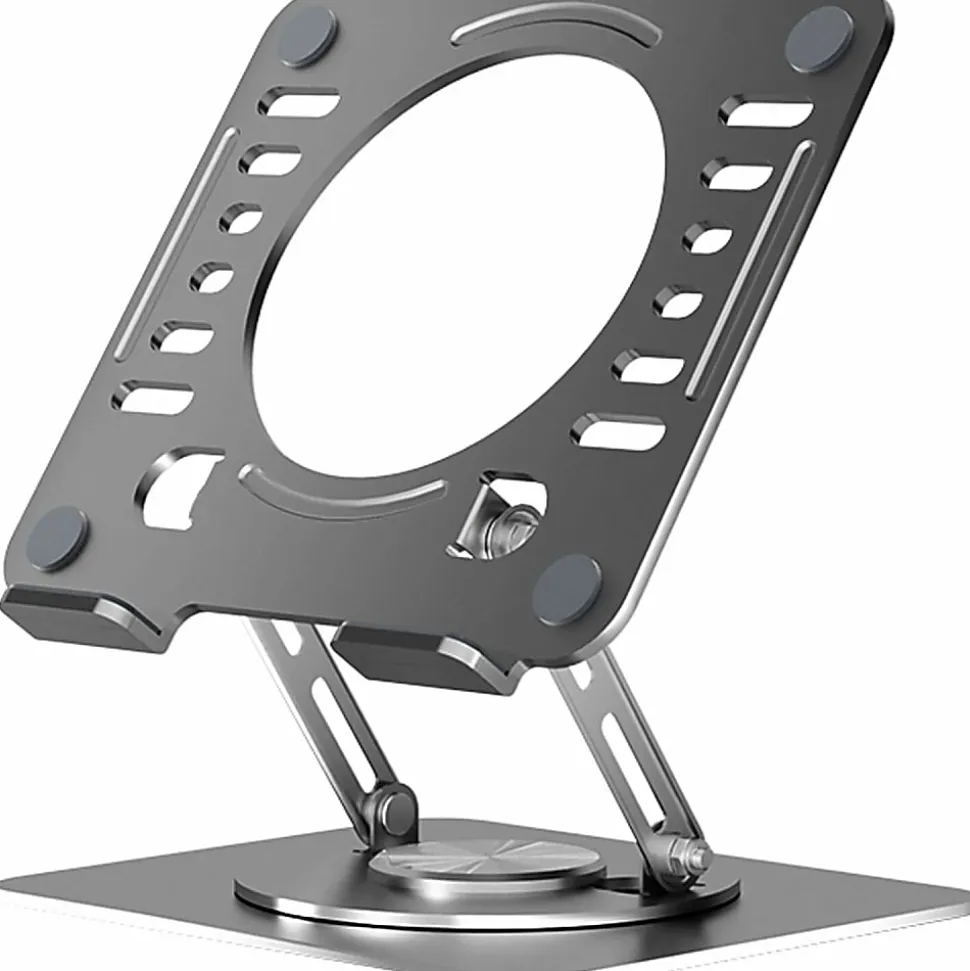 Uncaged Ergonomics Swivel Laptop Stand for Desk - Adjustable Laptop Riser Cooler with 360 Rotation - Up to 15.60" Screen Support - SLSSPACEGRAY