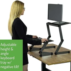 Uncaged Ergonomics WorkEZ Standing Desk laptop stand up desk converter - Raise screens to eye-level | type on an ergonomic keyboard tray