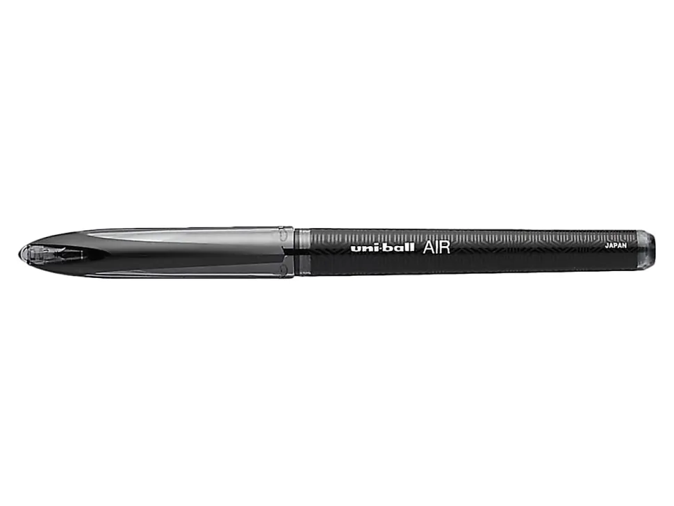 uni-ball® AIR™ Rollerball Pen, Medium Point, 0.7 mm, Black Barrel, Black Ink, Pack Of 12