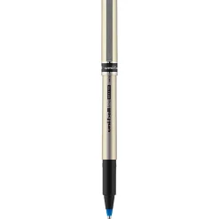 uni-ball® Deluxe Rollerball Pens, Fine Point, 0.7 mm, Gold Barrel, Blue Ink, Pack Of 12
