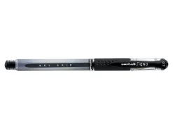 uni-ball® Gel Grip™ Pens, Medium Point, 0.7 mm, Clear Barrel, Black Ink, Pack Of 12