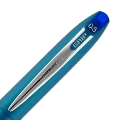 uni-ball® Grip Rollerball Pens, Micro Point, 0.5 mm, Blue Barrel, Blue Ink, Pack Of 12