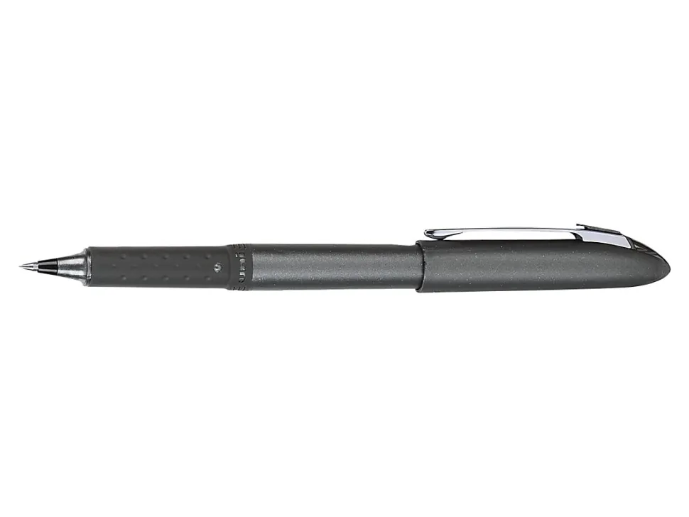 uni-ball® Grip Rollerball Pens, Micro Point, 0.5 mm, Black Barrels, Black Ink, Pack Of 12