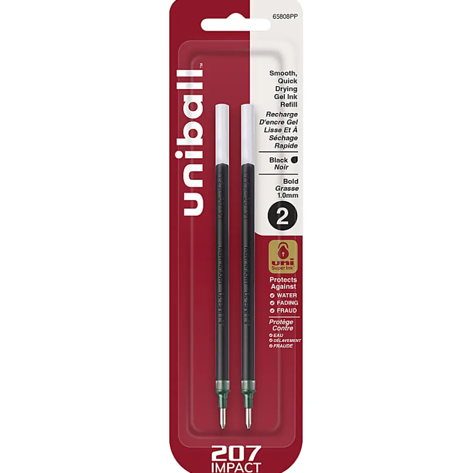 uni-ball® 207™ Impact™ Gel Pen Refills, Bold Point, 1.0 mm, Black, Pack Of 2 Refills