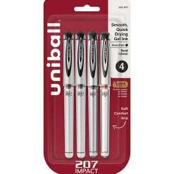 uni-ball® 207™ Impact™ Gel Pens, Bold Point, 1.0 mm, Assorted Barrels, Assorted Ink Colors, Pack Of 4