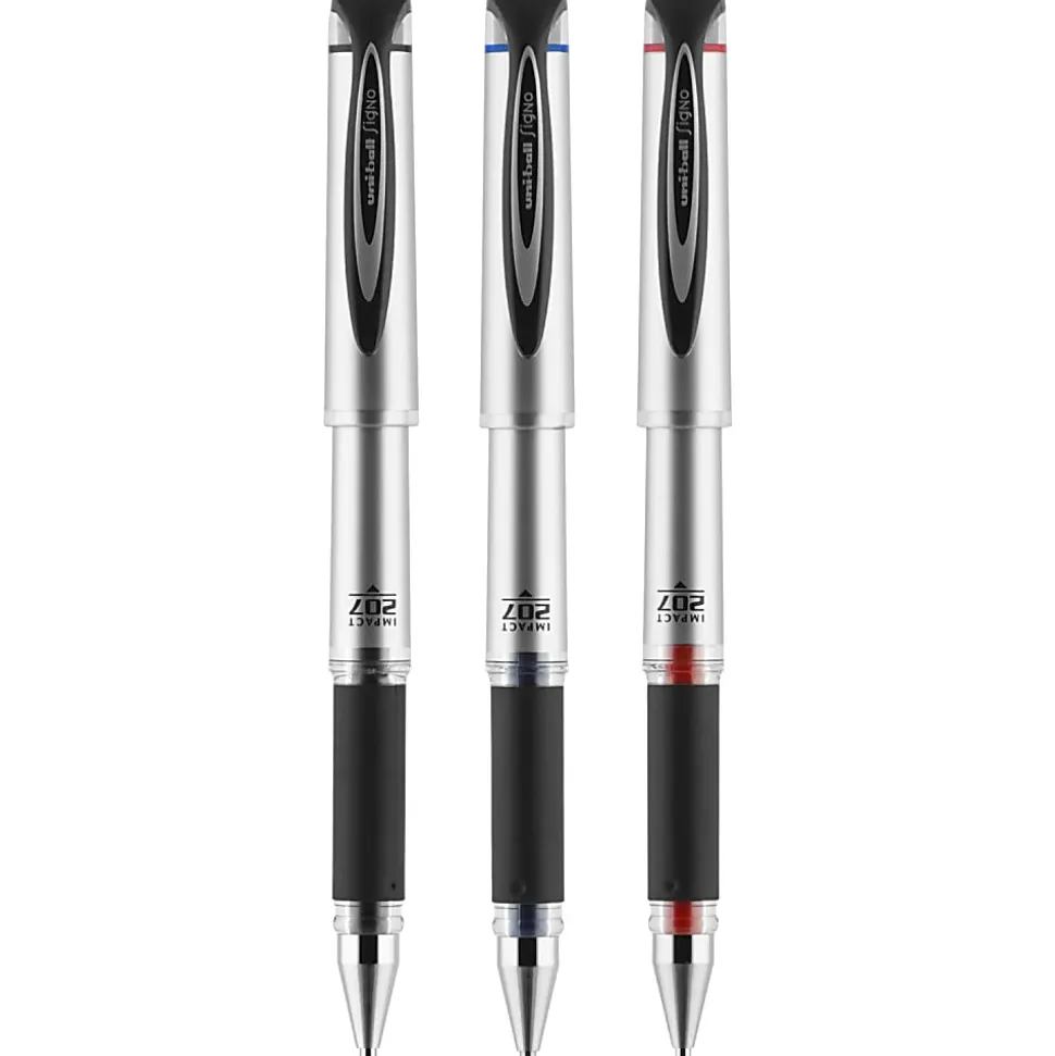 uni-ball® 207™ Impact™ Gel Pens, Bold Point, 1.0 mm, Assorted Barrels, Assorted Ink Colors, Pack Of 4