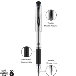 uni-ball® 207™ Impact™ Gel Pens, Bold Point, 1.0 mm, Blue; Gray Barrel, Blue Ink, Pack Of 12