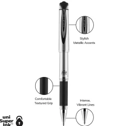 uni-ball® 207⢠Impact⢠Gel Pens, Bold Point, 1.0 mm, Black; Gray Barrel, Black Ink, Pack Of 12