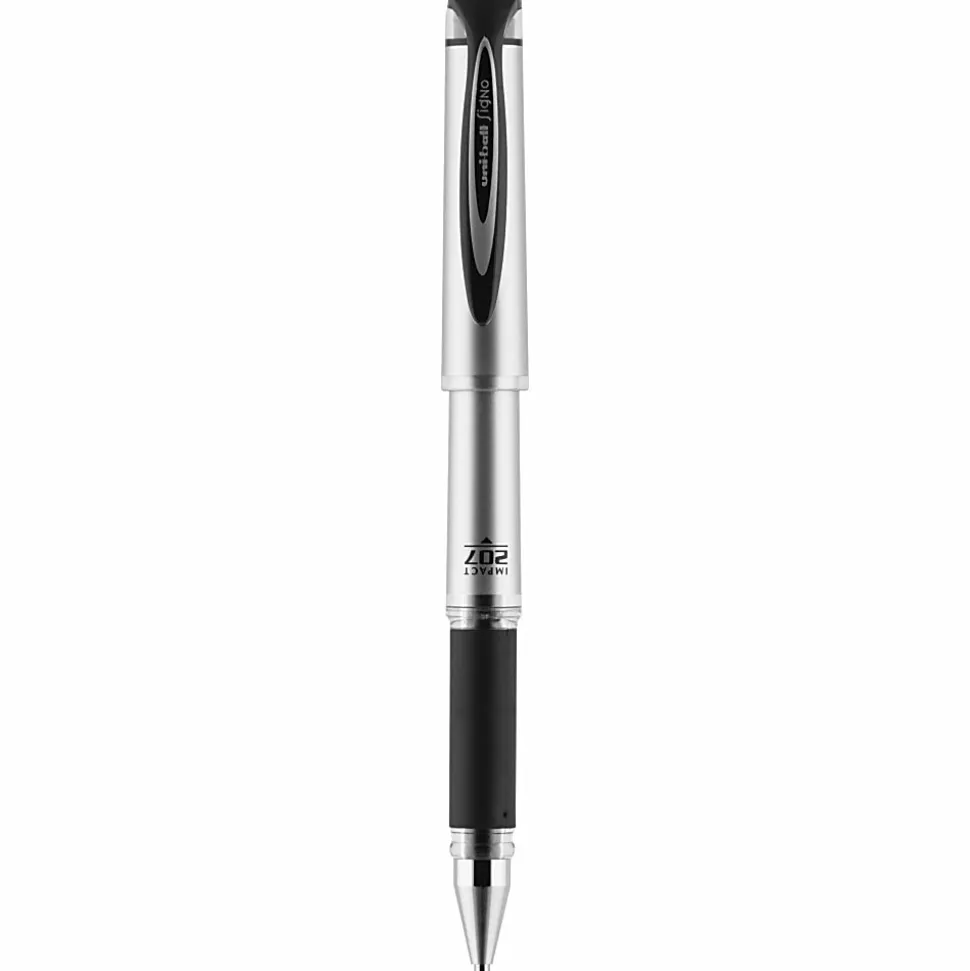 uni-ball® 207™ Impact™ Gel Pens, Bold Point, 1.0 mm, Black; Gray Barrel, Black Ink, Pack Of 12