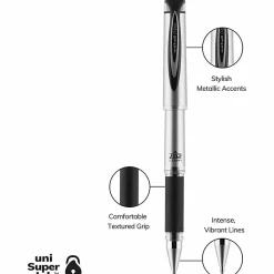 uni-ball® 207™ Impact™ Gel Pens, Bold Point, 1.0 mm, Black; Gray Barrel, Black Ink, Pack Of 12