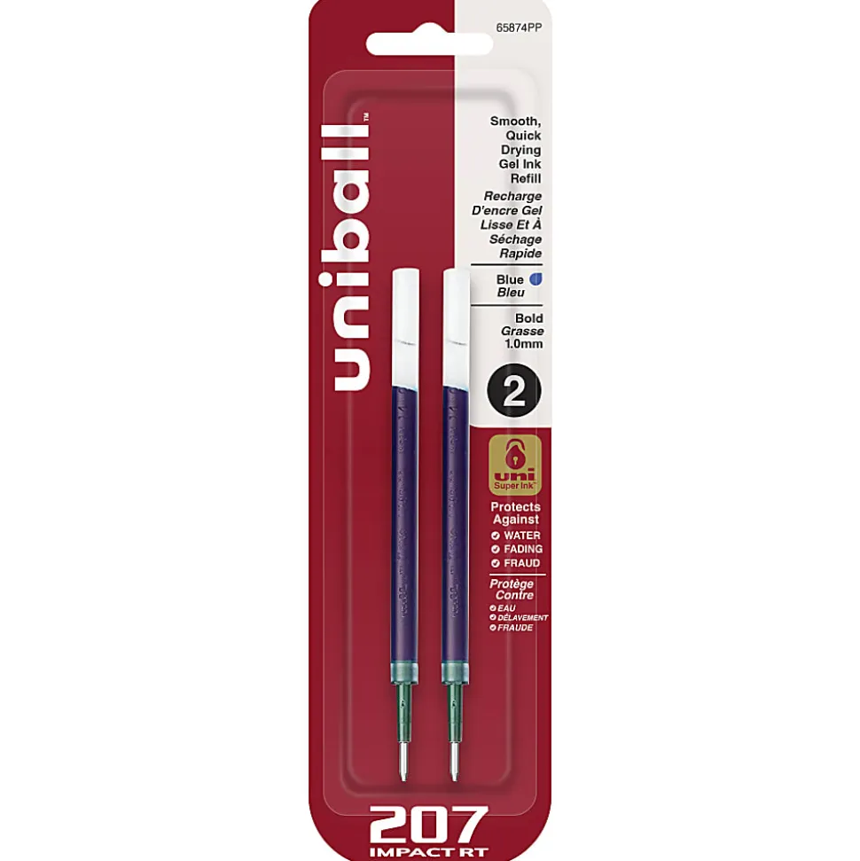 uni-ball® 207™ Impact™ RT Gel Pen Refills, Bold Point, 1.0 mm, Blue, Pack Of 2 Refills