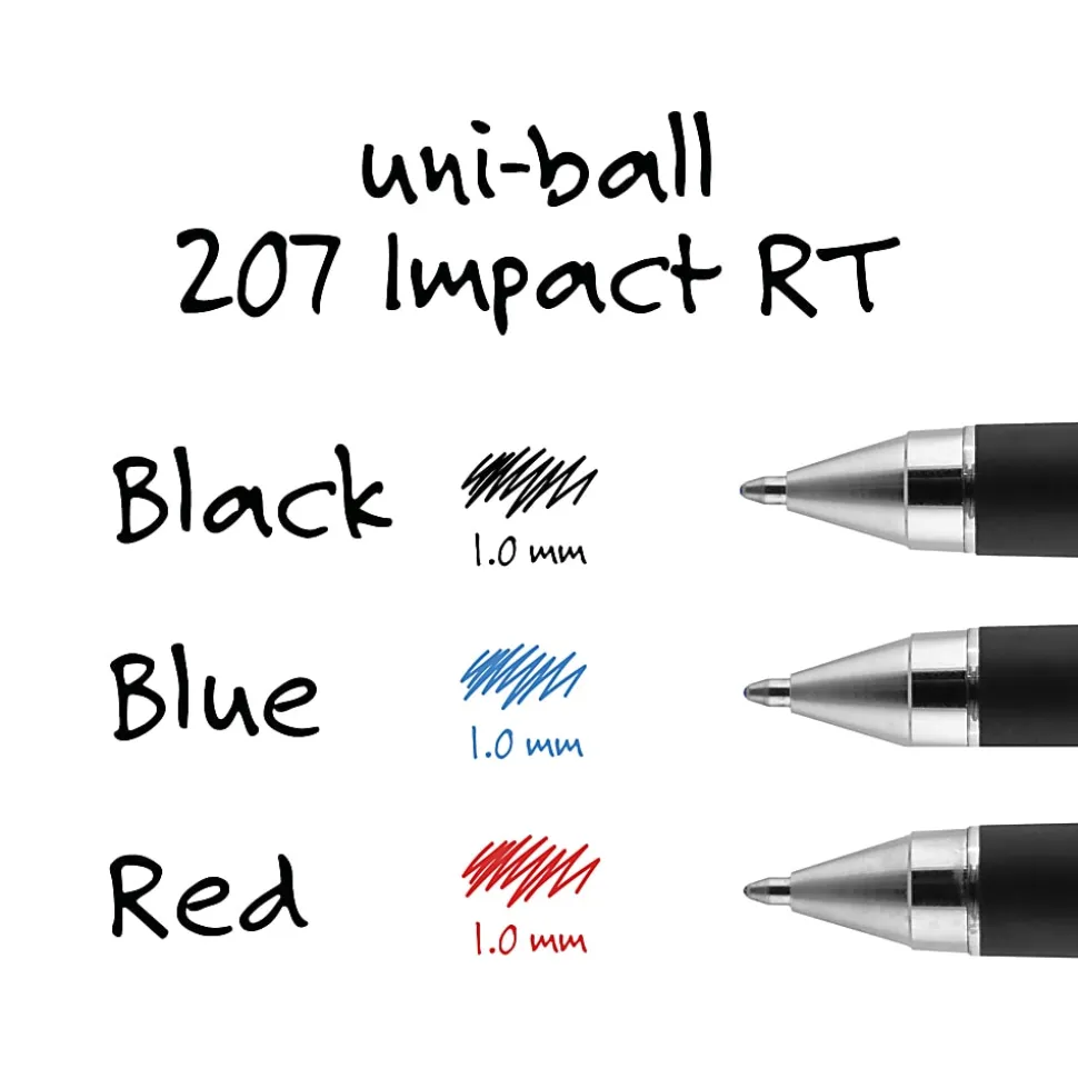 uni-ball® 207™ Impact™ RT Gel Pen Refills, Bold Point, 1.0 mm, Black, Pack Of 2 Refills