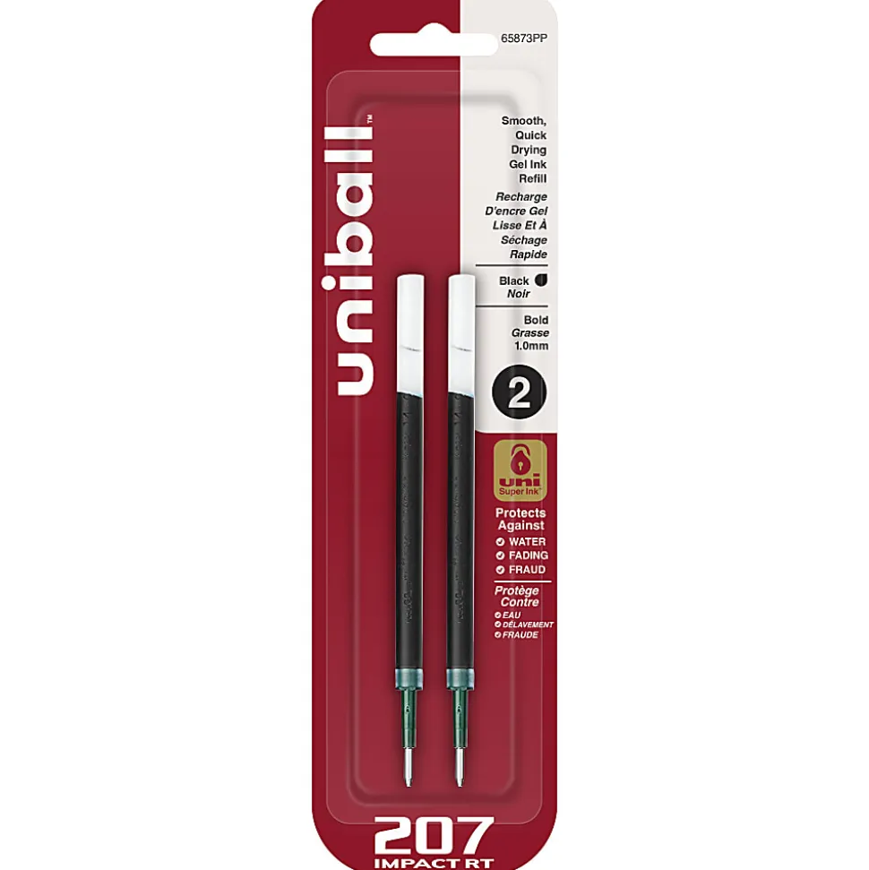 uni-ball® 207™ Impact™ RT Gel Pen Refills, Bold Point, 1.0 mm, Black, Pack Of 2 Refills