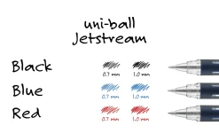 uni-ball® Jetstream™ Ballpoint Pens, Fine Point, 0.7 mm, Blue Barrel, Black Ink, Pack Of 12