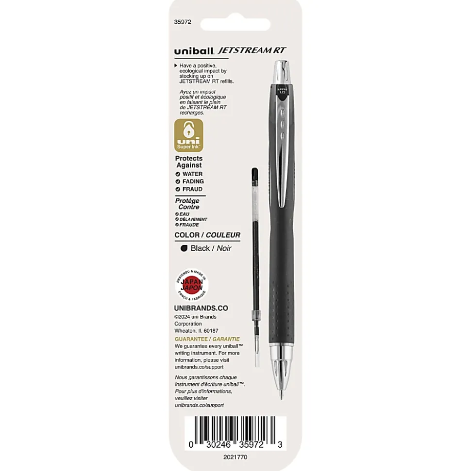 uni-ball® JetStream™ Refills, Bold Point, 1.0 mm, Black, Pack Of 2 Refills