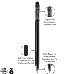 uniball® Jetstream™ 101 Rollerball Pens, Medium Point, 1.0mm, Black Barrel, Black Ink, Pack Of 12