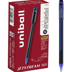 uniball® Jetstream™ 101 Rollerball Pens, Medium Point, 1.0mm, Assorted Barrels, Blue Ink, Pack Of 12