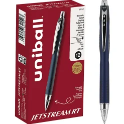 uniball JETSTREAM RT Ballpoint Pens, Fine Point (0.7mm), Black, 12 Count