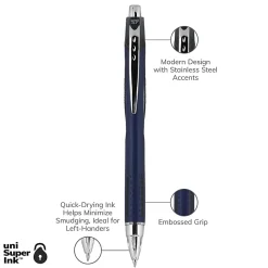 uniball® Jetstream™ RT Retractable Ballpoint Pens, Fine Point, 0.7 mm, Blue Barrel, Black Ink, Pack Of 3
