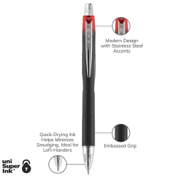 uni-ball® Jetstream⢠RT Retractable Ballpoint Pens, Bold Point, 1.0 mm, Black Barrel, Red Ink, Pack Of 12