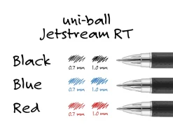 uni-ball® Jetstream™ RT Retractable Ballpoint Pens, Bold Point, 1.0 mm, Black Barrel, Red Ink, Pack Of 12