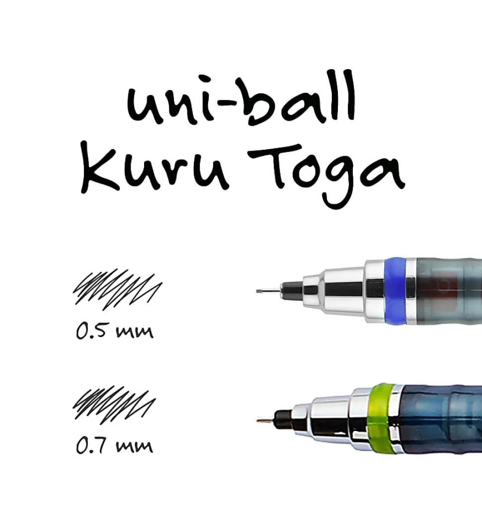 uni-ball® Kura Toga Mechanical Pencil Starter Set, 0.7 mm, HB#2 Lead Tip, Black/Gray